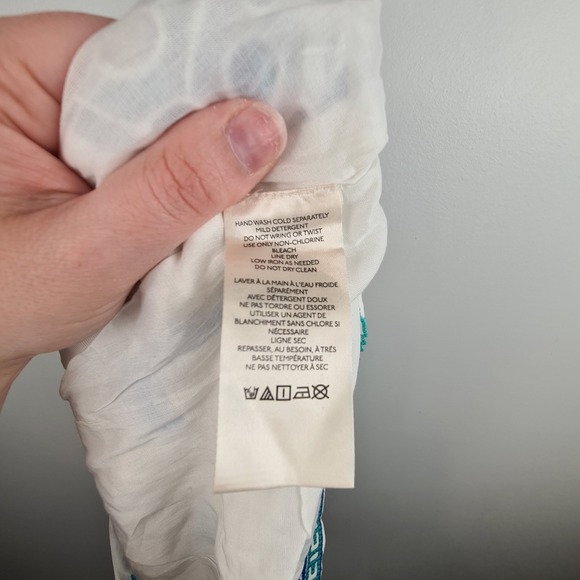 Maeve Anthropologie White Skirt 8 Ocean Animal Nautical Embroidered Bead Eyelet - Picture 10 of 11